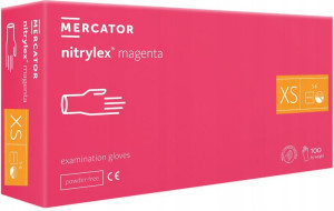 RĘKAWICE rękawiczki NITRYLOWE MAGENTA RÓŻ PINK XS