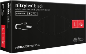 RĘKAWICE rękawiczki NITRYLOWE BEZPUDROWE BLACK L