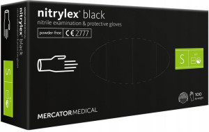 RĘKAWICE rękawiczki NITRYLOWE BEZPUDROWE BLACK S