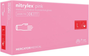 RĘKAWICE rękawiczki NITRYLOWE RÓŻOWE PINK L