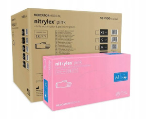 Rękawice Nitrylowe Bezpudrowe Pink M 1000 Sztuk
