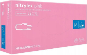 RĘKAWICE rękawiczki NITRYLOWE RÓŻOWE PINK M