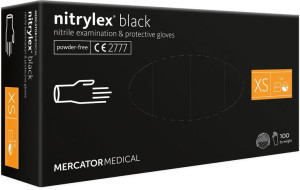 RĘKAWICE rękawiczki NITRYLOWE BEZPUDROWE BLACK XS