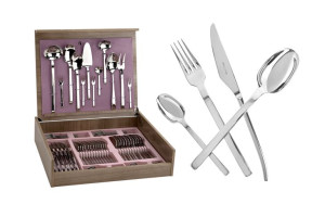 Sztućce 12/72 w kasecie drewnianej Belo Inox