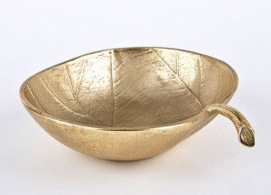 Patera liść Gold  22 cm szerokości