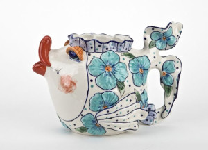 Ceramiczny imbryk Ryba niebieskie kwiaty