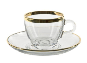 Zestaw 6 Filiżanek do espresso 60 ml + spodki Golden Line