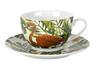 Filiżanka ze spodkiem 250ml Flamingo