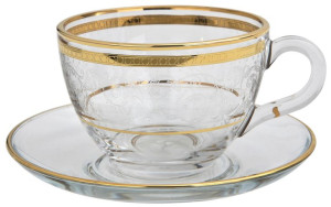 Zestaw 6 filiżanek do cappuccino 230 ml + spodki Dolce Vita Gold