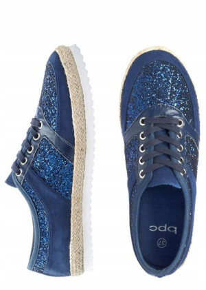 Bonprix Granatowe Brokatowe Sznurowane Espadryle 36
