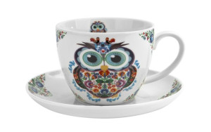 Filiżanka porcelanowa 400 ml + spodek Sowa ETNO