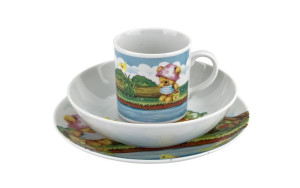 Zestaw naczyń dla dzieci Miś dziewczynka porcelanowy