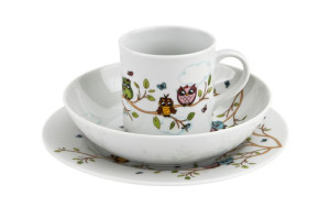 Zestaw naczyń dla dzieci Sowy porcelanowy