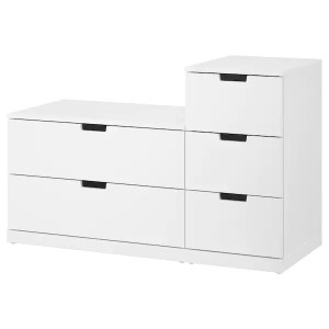 NORDLI Komoda, 5 szuflad, biały, 120x76 cm