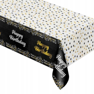 Obrus Foliowy "happy Birthday" 137x183 Cm Czarny