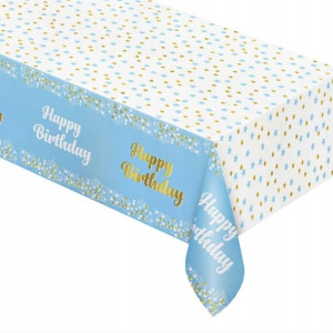 Obrus Foliowy "happy Birthday" 137x183 Cm Blękitny