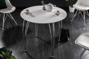 Nowoczesny stolik kawowy stół okrągły biały chrom 90cm