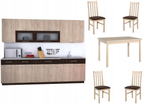 Zestaw kuchenny 2,6m+stół 120cm i 4 krzesła SONOMA