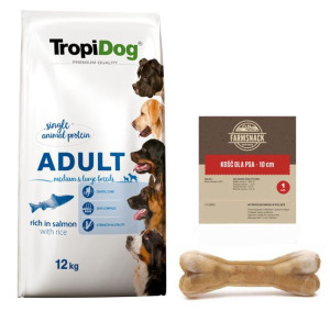 TROPIDOG Premium Adult medium & large breeds bogaty w łososia i ryż 12kg +