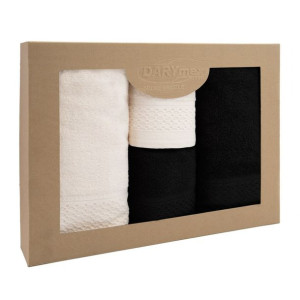 Ręcznik D Bawełna 100% Solano Krem + Czarny (P) 2x50x90+2x70x140 kpl.