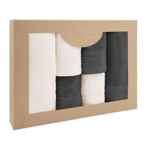 Ręcznik D Bawełna 100% Solano Krem + Ciemny Popiel (P) 2x30x50+2x50x90+2x70