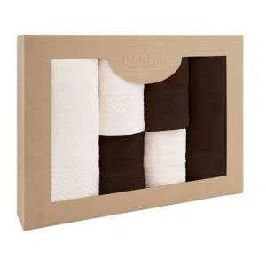 Ręcznik D Bawełna 100% Solano Krem + Ciemny Brąz (P) 2x30x50+2x50x90+2x70x1