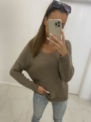 Sweter damski V-classic delolt V cappuccino UNI