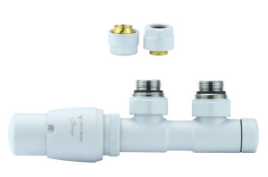 Zawór termostatyczny 50mm TWINS biały strukturalny lewy Cu