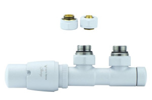 Zawór termostatyczny 50mm TWINS biały strukturalny lewy Pex