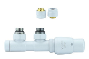 Zawór termostatyczny 50mm TWINS biały strukturalny prawy Cu