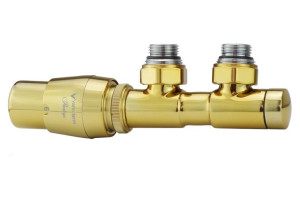 Zawór termostatyczny 50mm TWINS złoty galwaniczny lewy