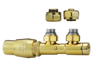 Zawór termostatyczny 50mm TWINS złoty galwaniczny lewy Pex