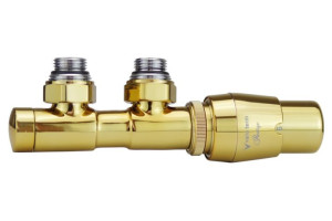 Zawór termostatyczny 50mm TWINS złoty galwaniczny prawy