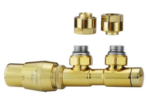 Zawór termostatyczny 50mm TWINS złoty galwaniczy lewy Cu
