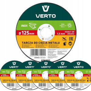 5x Tarcza tnąca do metalu 125x22.2mm VERTO 61H402