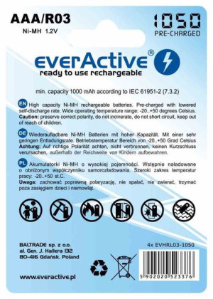 Akumulatorki everActive R03/AAA 1000 mAh, 4 szt.