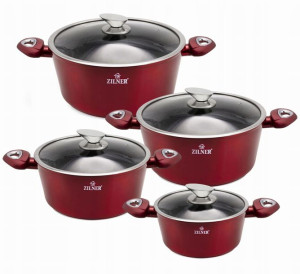 Garnki Marmurkowe Zestaw Zilner 8551 Cherry Red
