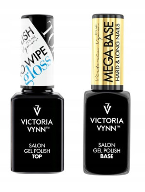 ZESTAW Top Gloss No Wipe + Mega Basa Clear 8ml