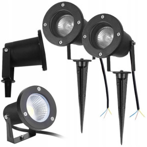 2x Zestaw Lampa Ogrodowa Reflektor Okrągła Wbijana