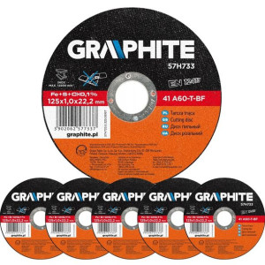5x Tarcza tnąca do metalu 125x22.2 GRAPHITE 57H733
