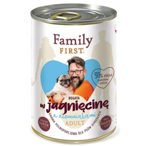 FAMILY FIRST Mokra karma pie dorosły JAGNIĘCINA Z ZIEMNIAKAMI puszka 400g