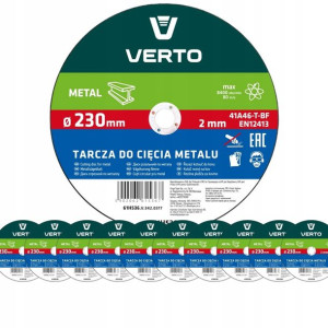 10x Tarcza tnąca do metalu 230x22.2mm VERTO 61H536