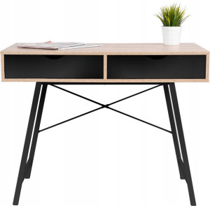 Biurko Styl Skandynawski Szuflady Black/dąb Sanoma