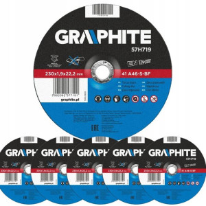 5x Tarcza do metalu 230x1.9x22.2mm GRAPHITE 57H719