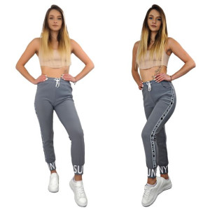 Spodnie Dresowe Damskie Szary S/m