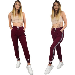 Spodnie Dresowe Damskie M/l Bordowy
