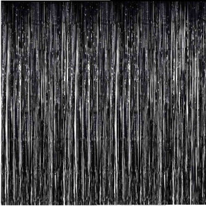 Kurtyna Dekoracyjna Czarna Zasłona 100x190 Cm