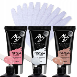 2+1 Zestaw Akrylożel Polygel Molly Lac + Pilniki