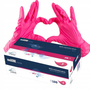 Rękawiczki nitrylowe easyCARE malinowe 100 szt S