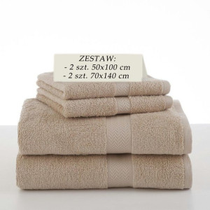 Ręczniki 2x 70x140 + 2x 50x100 Beżowy